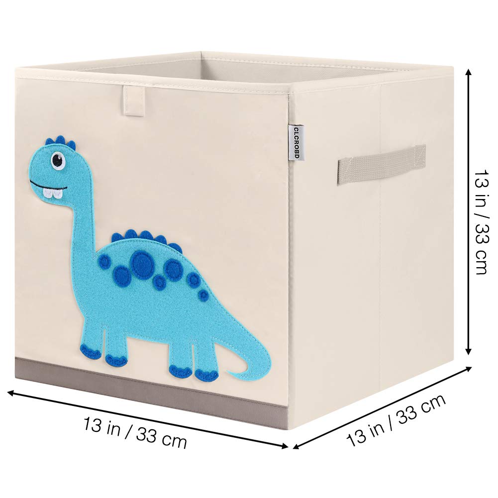 Clcrobd Foldable Animal Cube Storage Bins Fabric Toy Box/Chest/Organizer For Kids Nursery, 13 Inch (Dinosaur)